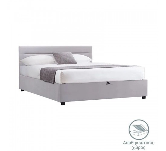 Κρεβάτι με στρώμα και αποθηκευτικό χώρο Molito-Dreamer βελούδο γκρι 150x200εκ Υλικό: VELVET - PLYWOOD - POCKET SPRING MATTRESS  - FOAM 200-001478