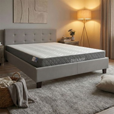 Κρεβάτι με στρώμα Mago-Dreamer pu γκρι 150x200εκ Υλικό: PU - POCKET SPRING MATTRESS  - FOAM 200-001483