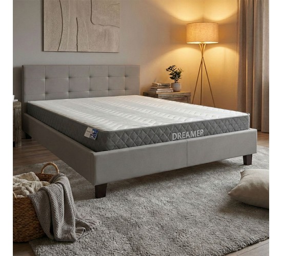 Κρεβάτι με στρώμα Mago-Dreamer pu γκρι 150x200εκ Υλικό: PU - POCKET SPRING MATTRESS  - FOAM 200-001483