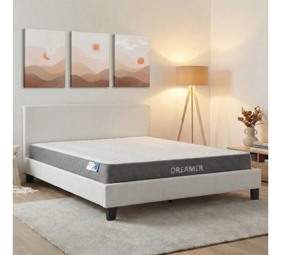 Κρεβάτι με στρώμα Nevil-Dreamer pu λευκό 150x200εκ Υλικό: PU - POCKET SPRING MATTRESS  - FOAM 200-001484