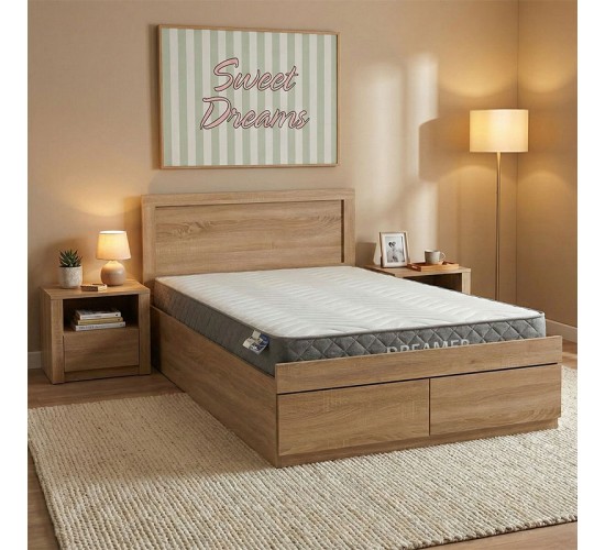 Κρεβάτι με στρώμα και συρτάρι Olympus-Dreamer sonoma 100x200εκ Υλικό: MDF.  POCKET SPRING MATTRESS  - FOAM 200-001502