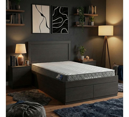 Κρεβάτι με στρώμα και συρτάρι Olympus-Dreamer wenge 100x200εκ Υλικό: MDF.  POCKET SPRING MATTRESS  - FOAM 200-001504