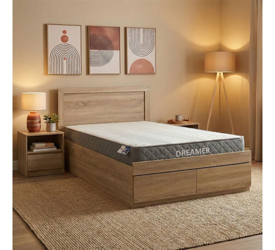 Κρεβάτι με στρώμα Olympus-Dreamer sonoma 120x200εκ Υλικό: MDF.  POCKET SPRING MATTRESS  - FOAM 200-001507