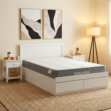 Κρεβάτι με στρώμα και συρτάρι Olympus-Dreamer λευκό 120x200εκ Υλικό: MDF.  POCKET SPRING MATTRESS  - FOAM 200-001508