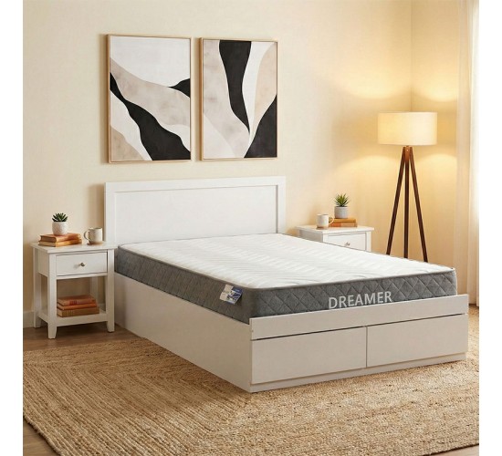 Κρεβάτι με στρώμα και συρτάρι Olympus-Dreamer λευκό 120x200εκ Υλικό: MDF.  POCKET SPRING MATTRESS  - FOAM 200-001508