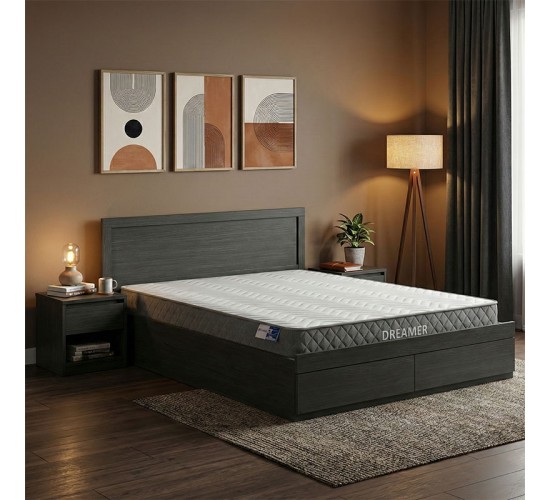 Κρεβάτι με στρώμα και συρτάρι Olympus-Dreamer wenge 150x200εκ Υλικό: MDF.  POCKET SPRING MATTRESS  - FOAM 200-001509