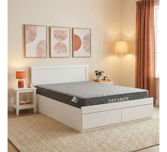 Κρεβάτι με στρώμα και συρτάρι Olympus-Dreamer λευκό 150x200εκ Υλικό: MDF.  POCKET SPRING MATTRESS  - FOAM 200-001511