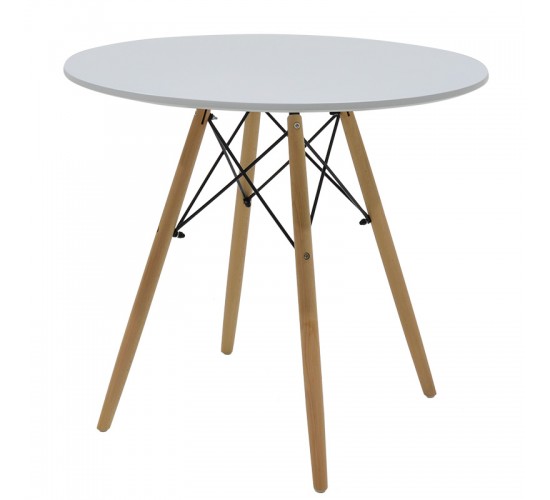 Τραπεζαρία με Καρέκλες Julita λευκό και Τραπέζι Julita λευκό Φ80x73εκ  Σετ 3τεμ Υλικό: MDF - BEECH WOOD - METAL - PP 1950g/m³ 200-001521