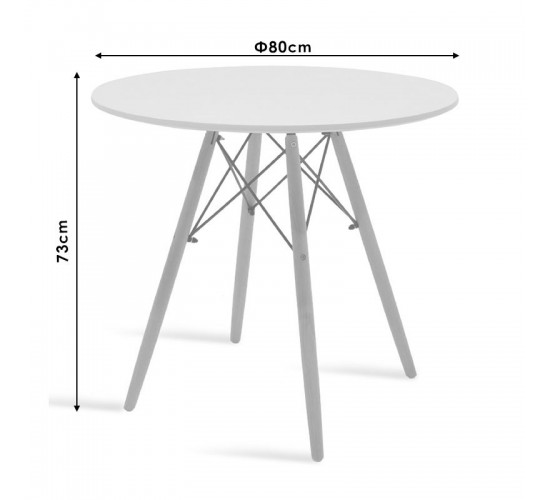 Τραπεζαρία με Καρέκλες Julita λευκό και Τραπέζι Julita λευκό Φ80x73εκ  Σετ 3τεμ Υλικό: MDF - BEECH WOOD - METAL - PP 1950g/m³ 200-001521