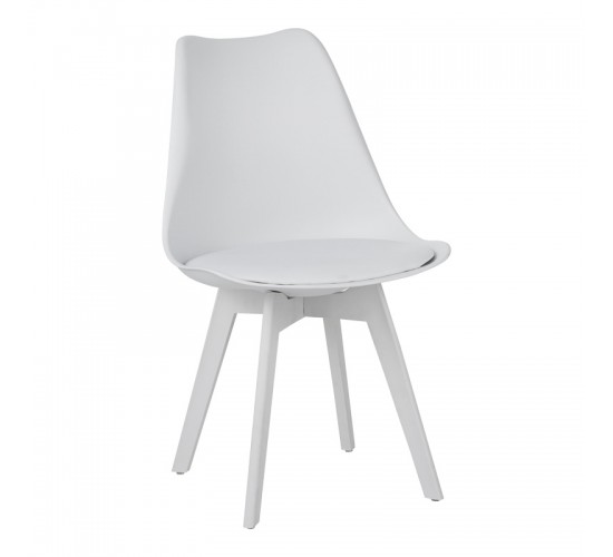 Τραπεζαρία με Καρέκλες Gaston λευκό και Τραπέζι Natali λευκό 80x80x76εκ Σετ 5τεμ Υλικό: MDF - PP - PU 200-001522