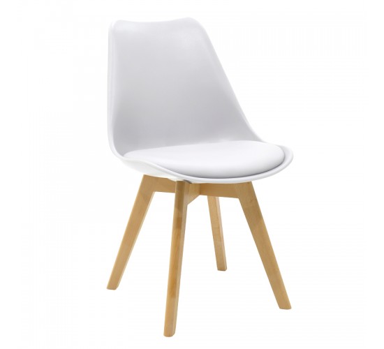 Τραπεζαρία με Καρέκλες Gaston λευκό και Τραπέζι Natali λευκό 120x80x76εκ Σετ 5τεμ Υλικό: MDF - BEECH WOOD - METAL - PPP 2800g/m³   - PU - WOODEN LEG 200-001523