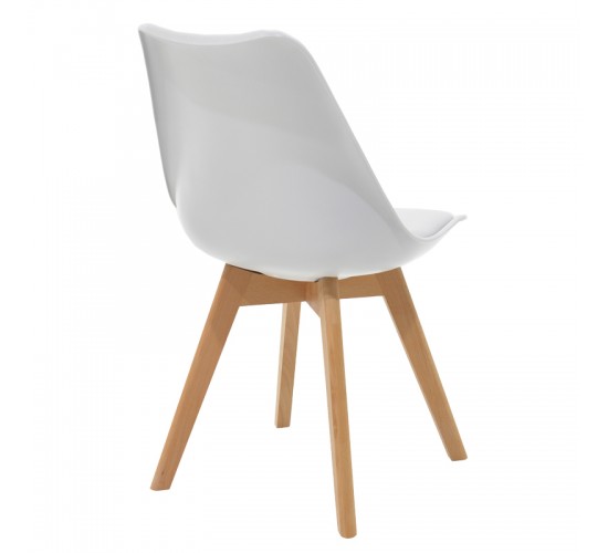 Τραπεζαρία με Καρέκλες Gaston λευκό και Τραπέζι Natali λευκό 120x80x76εκ Σετ 5τεμ Υλικό: MDF - BEECH WOOD - METAL - PPP 2800g/m³   - PU - WOODEN LEG 200-001523