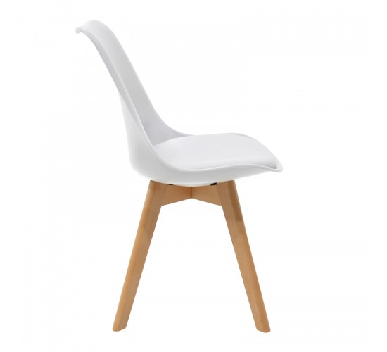 Τραπεζαρία με Καρέκλες Gaston λευκό και Τραπέζι Natali λευκό 120x80x76εκ Σετ 5τεμ Υλικό: MDF - BEECH WOOD - METAL - PPP 2800g/m³   - PU - WOODEN LEG 200-001523