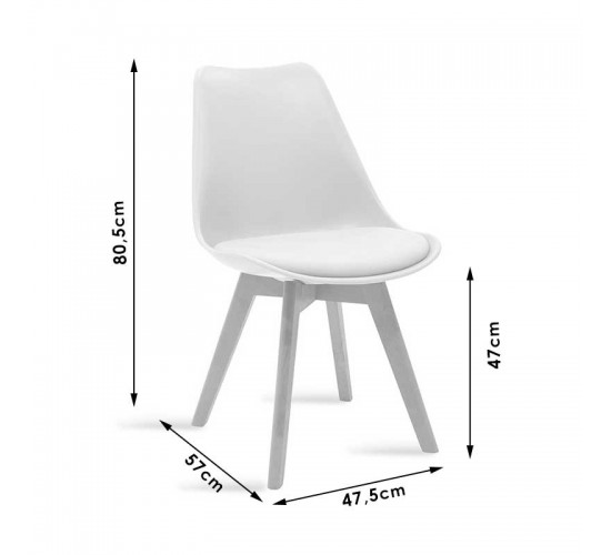 Τραπεζαρία με Καρέκλες Gaston λευκό και Τραπέζι Natali λευκό 120x80x76εκ Σετ 5τεμ Υλικό: MDF - BEECH WOOD - METAL - PPP 2800g/m³   - PU - WOODEN LEG 200-001523