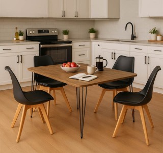 Τραπεζαρία με Καρέκλες Gaston μαύρο και Τραπέζι Polkan oak 120x60x73εκ Σετ 5τεμ Υλικό: MELAMINE CHIPBOARD-METAL-PP 200-001525