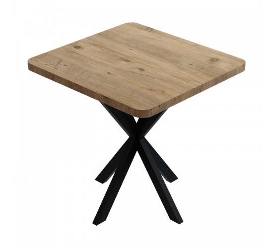 Τραπεζαρία με Καρέκλες Gaston μαύρο και Τραπέζι Prestone oak 70x70x75εκ Σετ 3τεμ Υλικό: MELAMINE CHIPBOARD-METAL-PP 200-001526