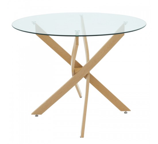 Τραπεζαρία με Καρέκλες Murde Σάπιο Μήλο  και Τραπέζι Antoro γυαλί Φ100x75εκ Σετ 5τεμ Υλικό: FABRIC-  GLASS - METAL 200-001539