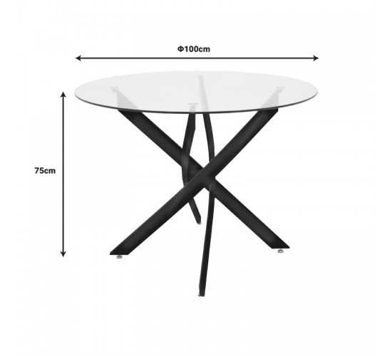 Τραπεζαρία με Καρέκλες Murde Σάπιο Μήλο  και Τραπέζι Antoro γυαλί Φ100x75εκ Σετ 5τεμ Υλικό: FABRIC-  GLASS - METAL 200-001539