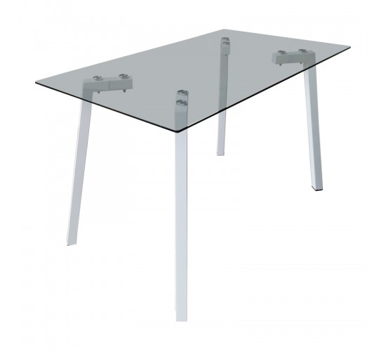 Τραπεζαρία με Καρέκλες Ariadne Λευκό και Τραπέζι Titta γυαλί 120x70x75εκ Σετ 5τεμ Υλικό: FABRIC-  GLASS - METAL 200-001568