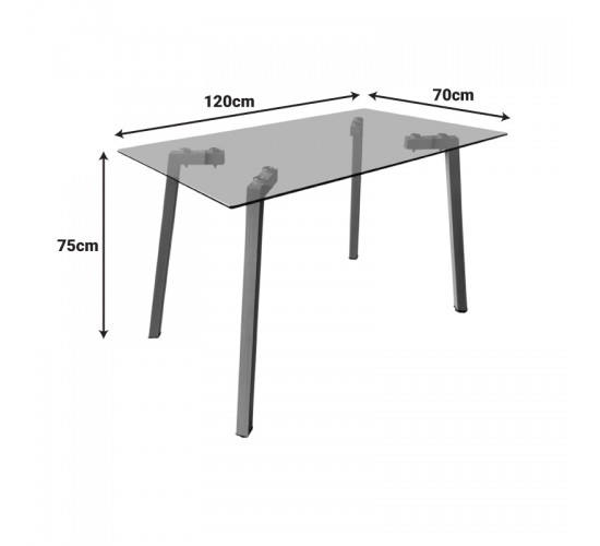 Τραπεζαρία με Καρέκλες Ariadne Λευκό και Τραπέζι Titta γυαλί 120x70x75εκ Σετ 5τεμ Υλικό: FABRIC-  GLASS - METAL 200-001568