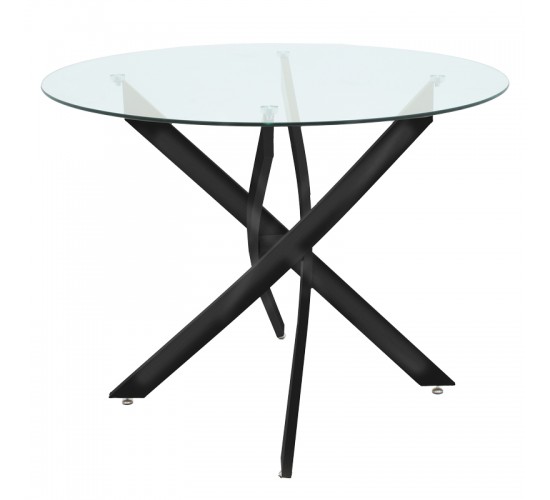 Τραπεζαρία με Καρέκλες Ariadne Μαύρο και Τραπέζι Antoro γυαλί Φ100x75εκ Σετ 5τεμ Υλικό: FABRIC-  GLASS - METAL 200-001569