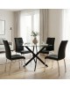 Τραπεζαρία με Καρέκλες Ariadne Μαύρο και Τραπέζι Antoro γυαλί Φ100x75εκ Σετ 5τεμ Υλικό: FABRIC-  GLASS - METAL 200-001569