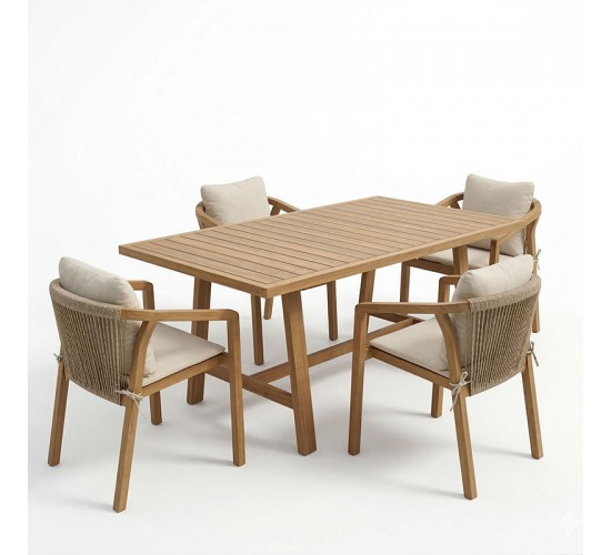 Τραπεζαρία Malibu μασίφ ξύλο ακακίας 160x90x75εκ Σετ 5τεμ Υλικό: SOLID ACACIA WOOD 200-001595