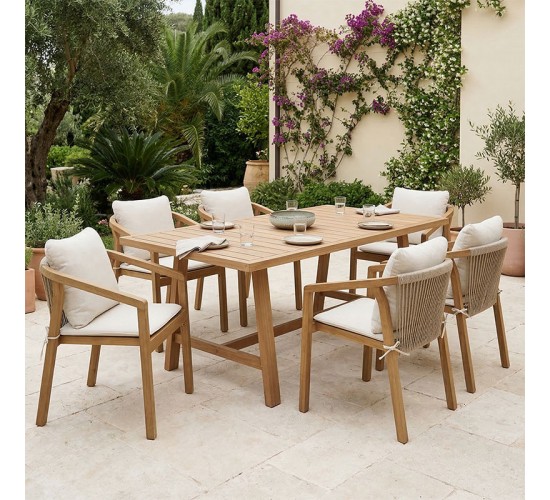 Τραπεζαρία Malibu μασίφ ξύλο ακακίας 180x90x75εκ Σετ 7τεμ Υλικό: SOLID ACACIA WOOD 200-001596