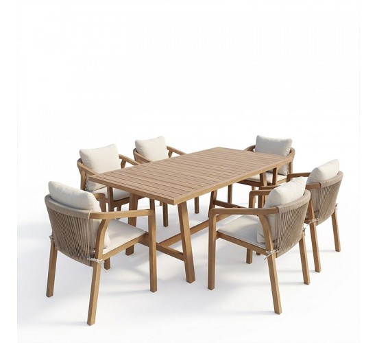 Τραπεζαρία Malibu Σετ 7τεμ μασίφ ξύλο ακακίας 160x90x75εκ Υλικό: SOLID ACACIA WOOD 200-001620