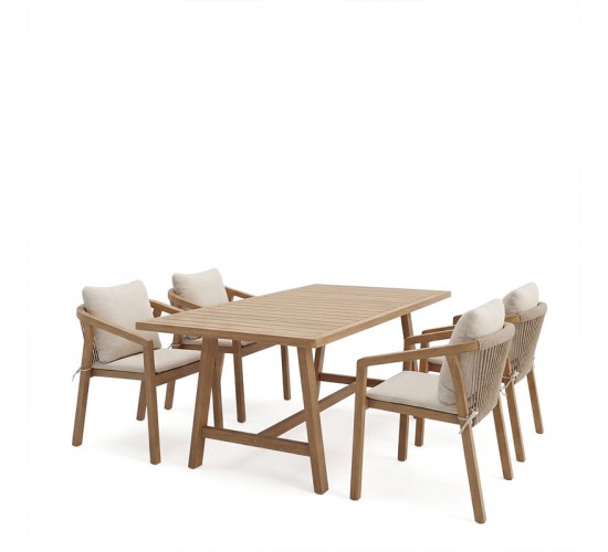 Τραπεζαρία Malibu Σετ 5τεμ μασίφ ξύλο ακακίας 160x90x75εκ Υλικό: SOLID ACACIA WOOD 200-001621