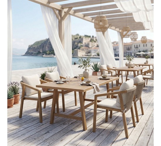 Τραπεζαρία Malibu Σετ 5τεμ μασίφ ξύλο ακακίας 160x90x75εκ Υλικό: SOLID ACACIA WOOD 200-001621