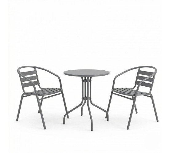 Τραπεζαρία Vergo Tade σετ 3τεμ ανθρακί μέταλλο Φ60x70εκ Υλικό: METAL 200-001635