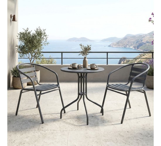 Τραπεζαρία Vergo Tade σετ 3τεμ ανθρακί μέταλλο Φ60x70εκ Υλικό: METAL 200-001635