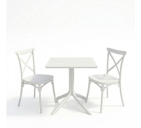 Τραπεζαρία Groovy Crossie σετ 3τεμ λευκό PP 60x60x76εκ Υλικό: PP 200-001637
