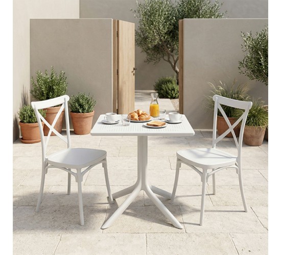 Τραπεζαρία Groovy Crossie σετ 3τεμ λευκό PP 60x60x76εκ Υλικό: PP 200-001637