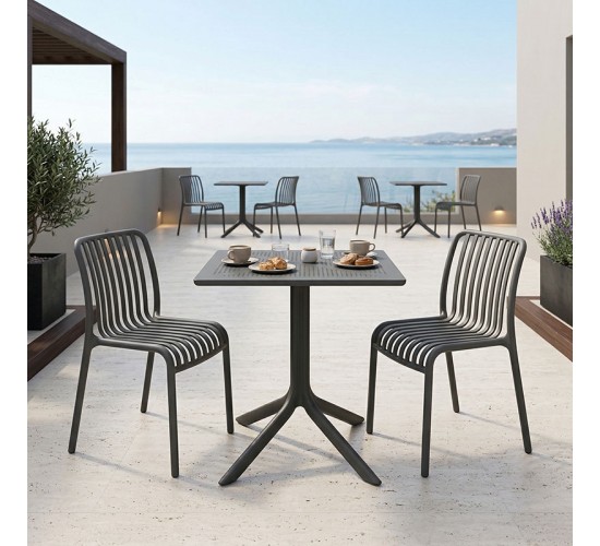 Τραπεζαρία Groovy Zoi σετ 3τεμ ανθρακί PP 60x60x76εκ Υλικό: PP 200-001639