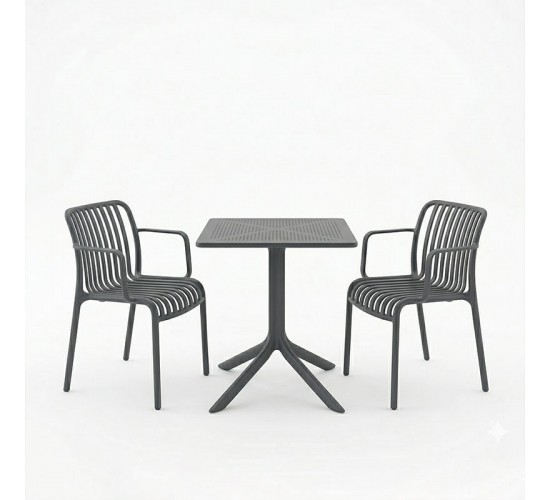 Τραπεζαρία Groovy Zoi σετ 3τεμ ανθρακί PP 60x60x76εκ Υλικό: PP 200-001641