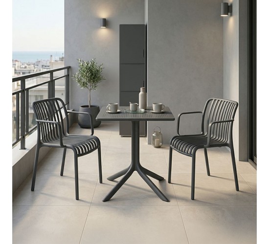 Τραπεζαρία Groovy Zoi σετ 3τεμ ανθρακί PP 60x60x76εκ Υλικό: PP 200-001641