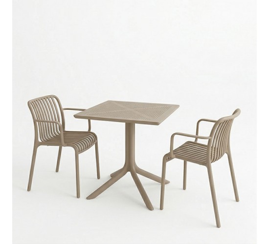 Τραπεζαρία Groovy Zoi σετ 3τεμ cappuccino PP 60x60x76εκ Υλικό: PP 200-001642