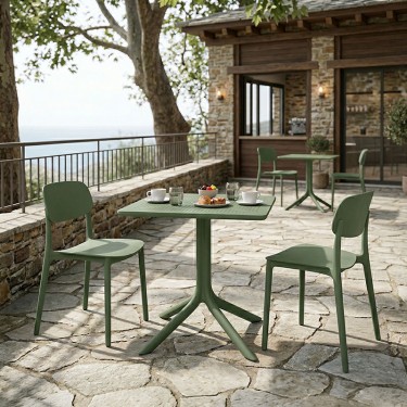 Τραπεζαρία Groovy Berdian σετ 3τεμ σκούρο πράσινο PP 60x60x76εκ Υλικό: PP 200-001645