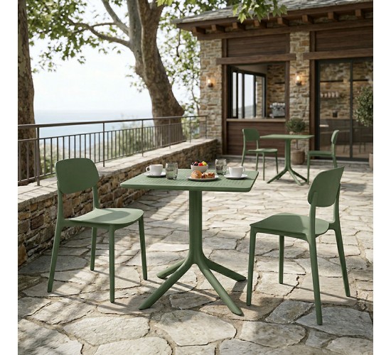 Τραπεζαρία Groovy Berdian σετ 3τεμ σκούρο πράσινο PP 60x60x76εκ Υλικό: PP 200-001645