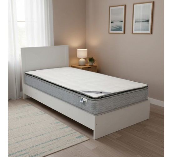 Κρεβάτι με στρώμα Athos-Perfecto λευκό 90x190εκ Υλικό: 15mm Particle Board - 1CM FOAM TOP - 17CM 1.8mm Contiunuous Spring 200-001648