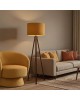 Φωτιστικό δαπέδου PWL-1059 Ε27 καρυδί-κίτρινο Φ38x140εκ Υλικό: MDF - FABRIC 202-000004