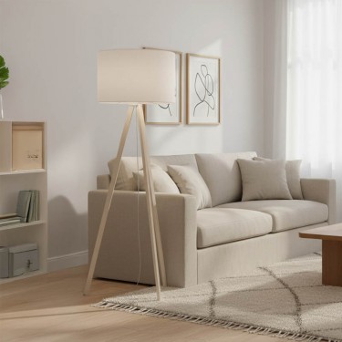 Φωτιστικό δαπέδου PWL-1060 Ε27 φυσικό-κρεμ Φ38x140εκ Υλικό: MDF - FABRIC 202-000007