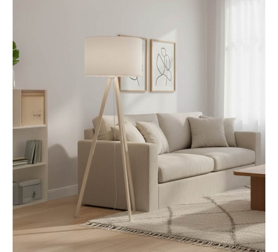 Φωτιστικό δαπέδου PWL-1060 Ε27 φυσικό-κρεμ Φ38x140εκ Υλικό: MDF - FABRIC 202-000007