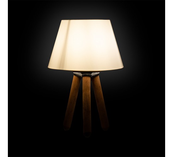 Επιτραπέζιο φωτιστικό PWL-1071 Ε27 εκρού-καρυδί Φ22x32εκ Υλικό: WOOD - PVC - FABRIC 202-000031