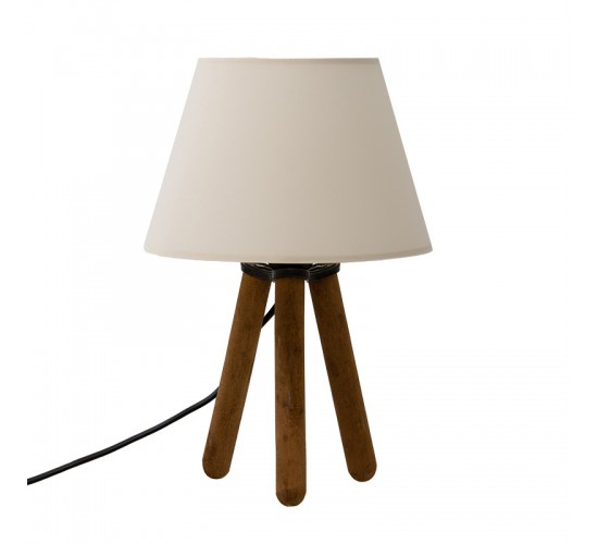 Επιτραπέζιο φωτιστικό PWL-1071 Ε27 εκρού-καρυδί Φ22x32εκ Υλικό: WOOD - PVC - FABRIC 202-000031