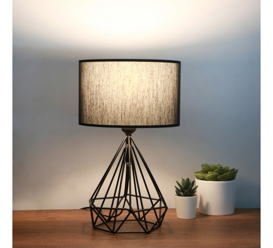 Επιτραπέζιο φωτιστικό PWL-1079 Ε27 μαύρο Φ24x41εκ Υλικό: FABRIC - METAL 202-000045