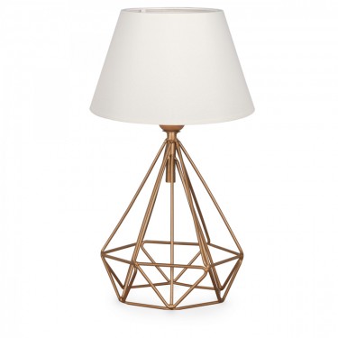 Επιτραπέζιο φωτιστικό PWL-1080 Ε27 λευκό-χρυσό 22x22x37εκ Υλικό: FABRIC - METAL 202-000046