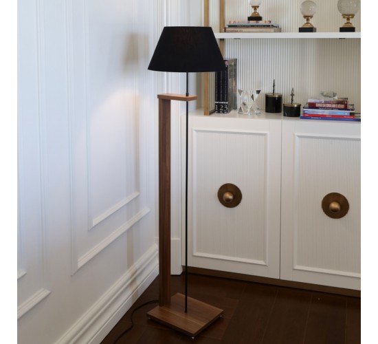 Φωτιστικό δαπέδου Lumino Ε27 μαύρο-καρυδί Φ38x150εκ Υλικό: FABRIC - MDF 202-000047